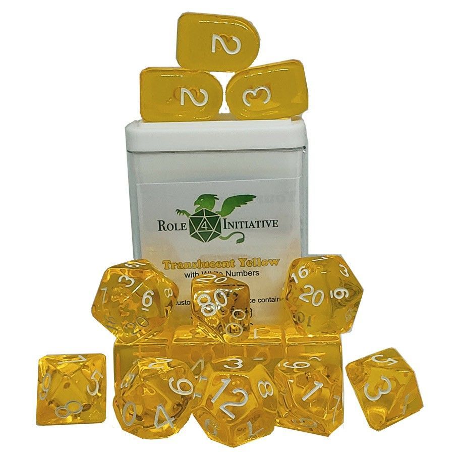 Role 4 Initiative Dice 15-Set Translucent Yellow Dice Role 4 Initiative