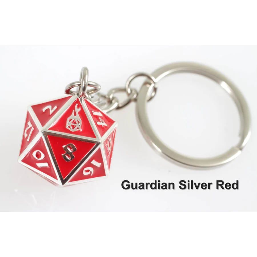 D20 Fob of Fate - Guardian Silv Red Clothing & Accessories Forged Dice Co   