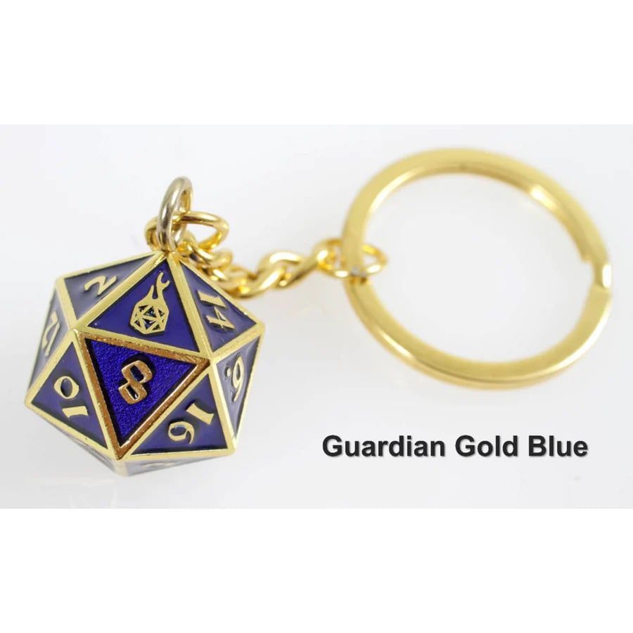 D20 Fob of Fate - Guardian Gold Blue Clothing & Accessories Forged Dice Co   