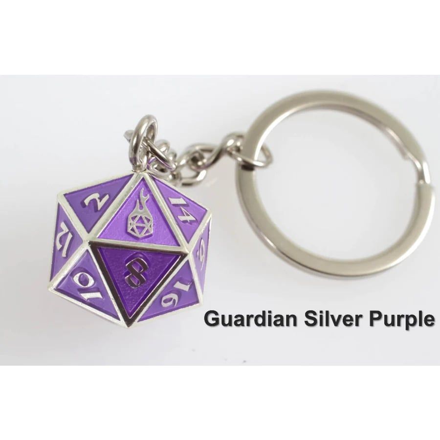 D20 Fob of Fate - Guardian Silver Purple Clothing & Accessories Forged Dice Co   