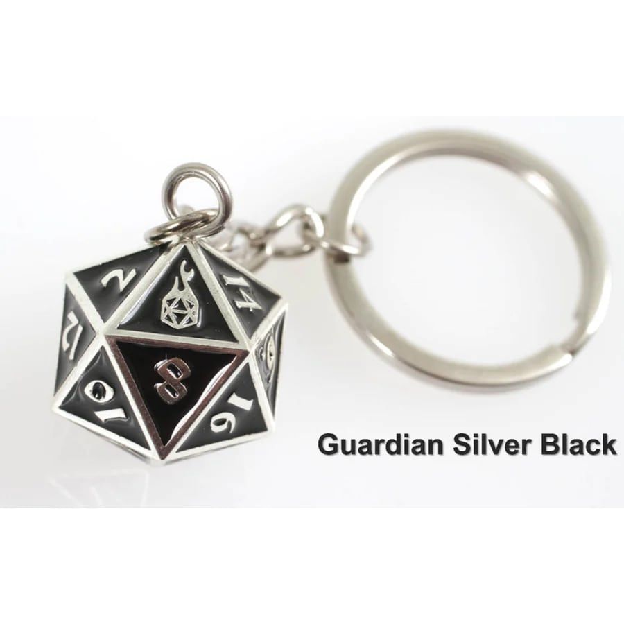 D20 Fob of Fate - Guardian Silver Black Clothing & Accessories Forged Dice Co   