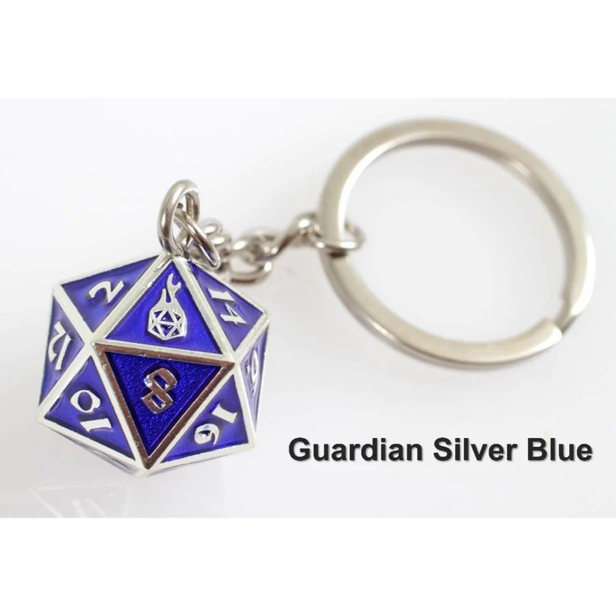 D20 Fob of Fate - Guardian Silver Blue Clothing & Accessories Forged Dice Co   