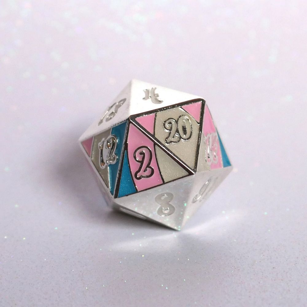 D0000015 D20 Transgender Pride Dice Die Hard Dice