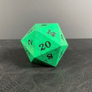 D20 Green Cracked Stone  Easy Roller Dice   