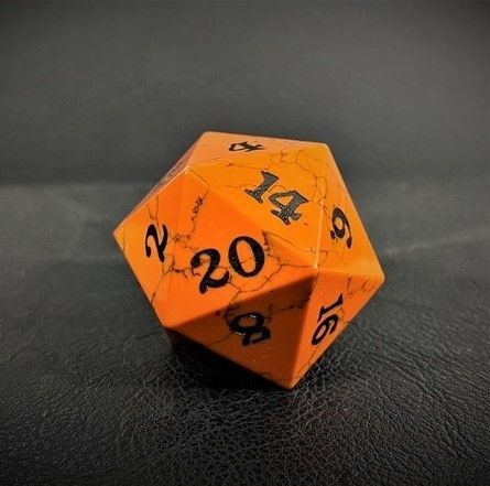 D20 Orange Cracked Stone Dice Easy Roller Dice
