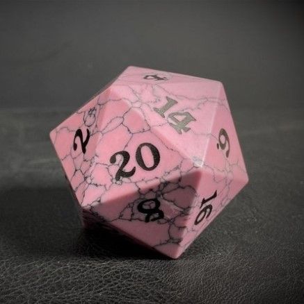 D20 Pink Cracked Stone Dice Easy Roller Dice