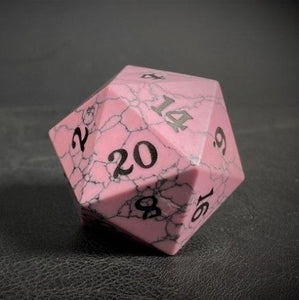 D20 Pink Cracked Stone  Easy Roller Dice   
