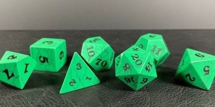 7 set Green Cracked Stone  Easy Roller Dice   
