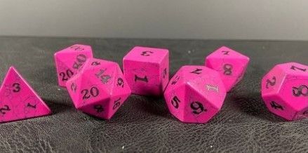7 set Magenta Cracked Stone Dice Easy Roller Dice
