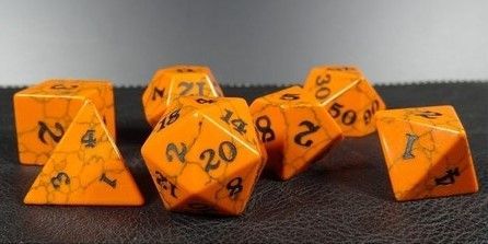 7 set Orange Cracked Stone Dice Easy Roller Dice