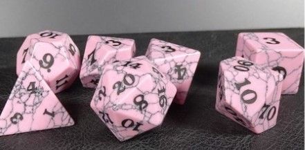 7 set Pink Cracked Stone Dice Easy Roller Dice