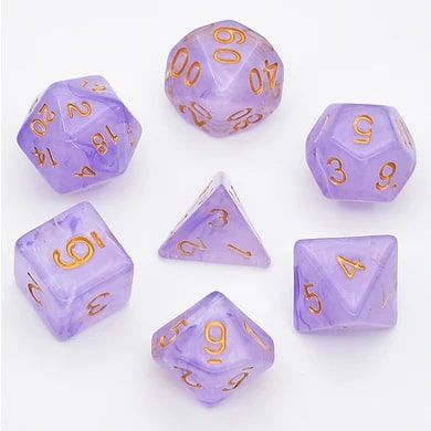Foam Brain Games 7ct Polyhedral Dice Set Translucent Purple Silk Dice Foam Brain Games