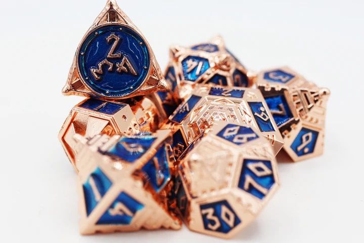Foam Brain Games 7ct Metal Polyhedral Dice Set Copper-Lit Space Dice Foam Brain Games