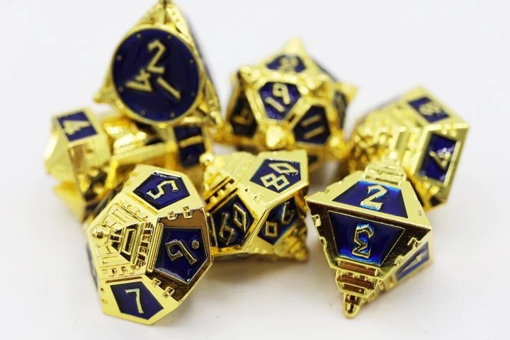Foam Brain Games 7ct Metal Polyhedral Dice Set Cobalt Cosmos Dice Foam Brain Games