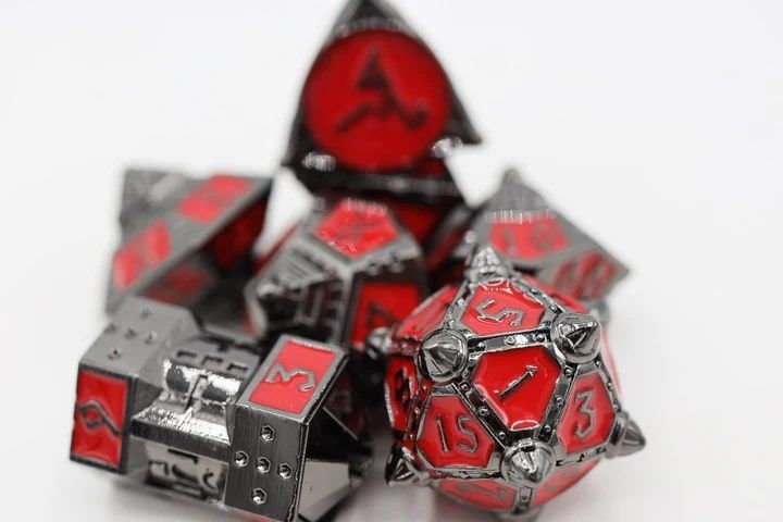 Foam Brain Games 7ct Metal Polyhedral Dice Set Blood Moon Dice Foam Brain Games