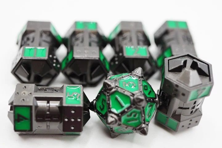 Foam Brain Games 7ct Metal CCG Dice Set Radioactive Rocket Dice Foam Brain Games