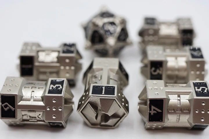 Foam Brain Games 7ct Metal CCG Dice Set Onyx Ethers Dice Foam Brain Games