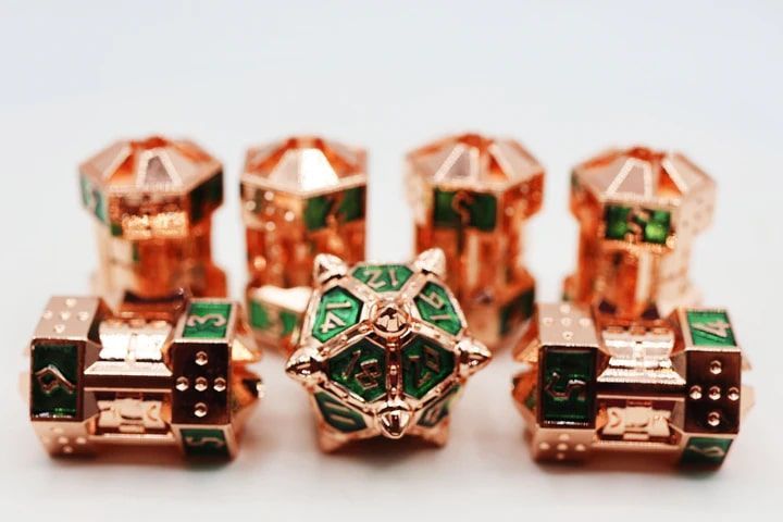 Foam Brain Games 7ct Metal CCG Dice Set Emerald Meteor Dice Foam Brain Games