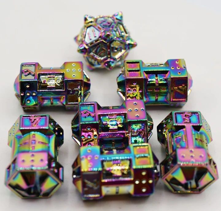 Foam Brain Games 7ct Metal CCG Dice Set Holo Projection Dice Foam Brain Games