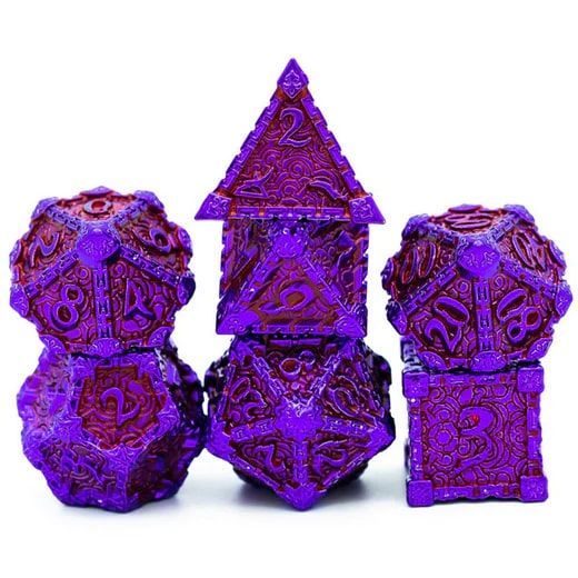 Foam Brain Games 7ct Metal Polyhedral Dice Set Dagger of Venom Mauveine Dice Foam Brain Games