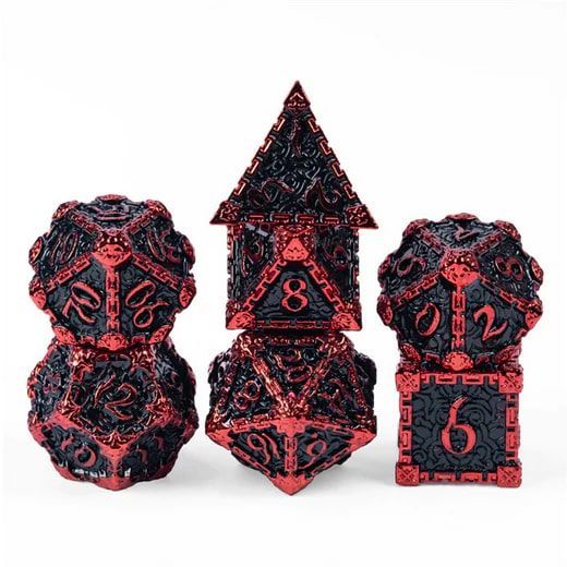 Foam Brain Games 7ct Metal Polyhedral Dice Set Dagger of Venom Magma Dice Foam Brain Games