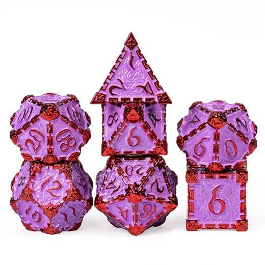 Foam Brain Games 7ct Metal Polyhedral Dice Set Dagger of Venom Fairie Purple Dice Foam Brain Games