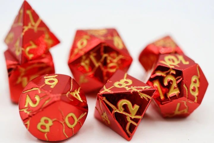 Foam Brain Games 7ct Metal Polyhedral Dice Set Ruby Quarry Dice Foam Brain Games