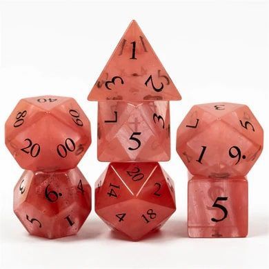 Foam Brain Games 7ct Gemstone Polyhedral Dice Set Red Watermelon Glass Dice Foam Brain Games