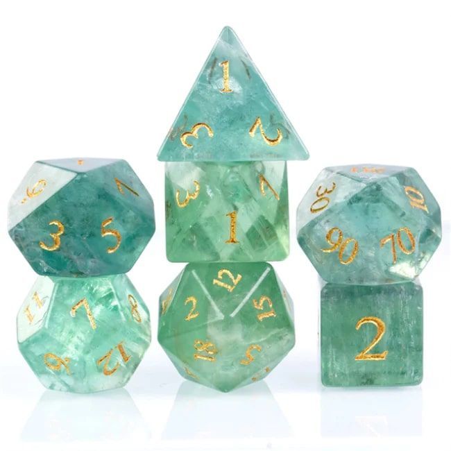 Foam Brain Games 7ct Gemstone Polyhedral Dice Set Green Amethyst Flourite Dice Foam Brain Games