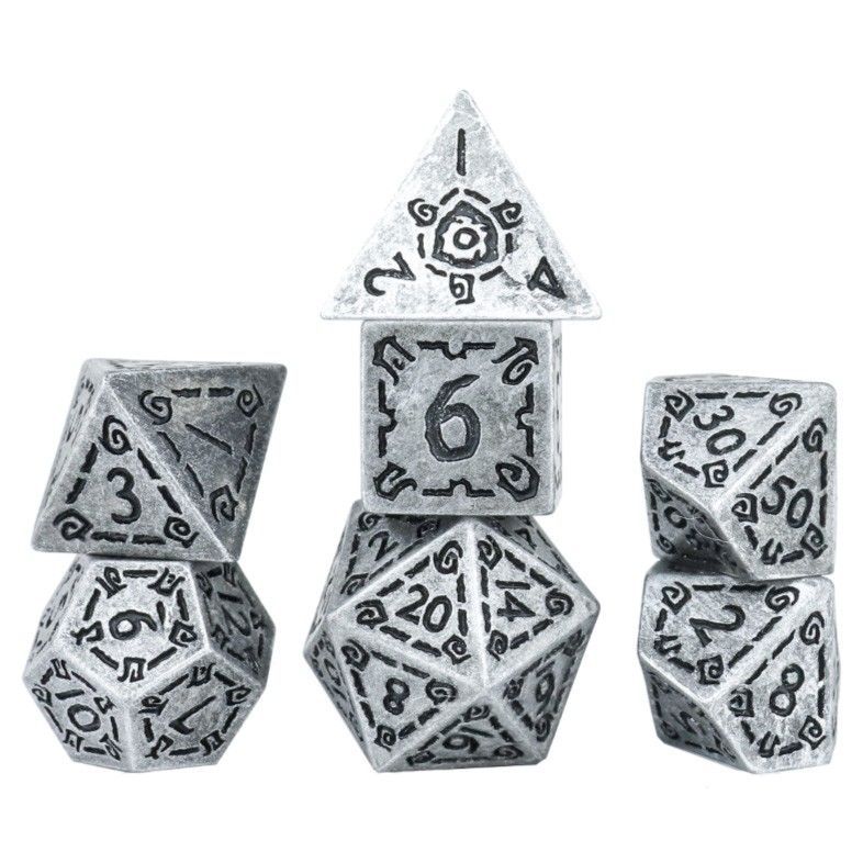 Sirus Dice 7ct Resin Polyhedral Dice Set Illusory Silver Dice Sirius Dice   