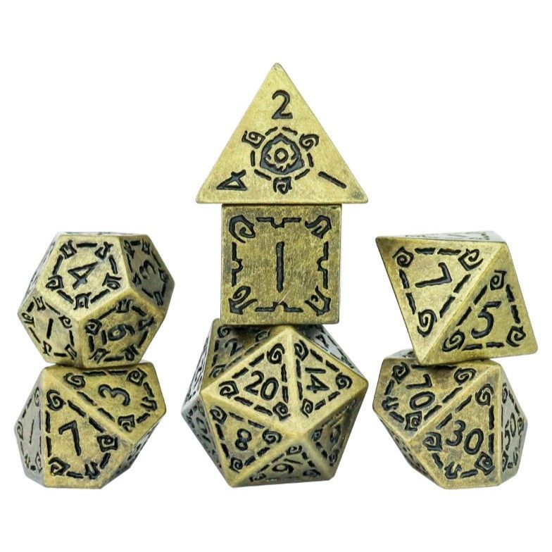 Sirus Dice 7ct Resin Polyhedral Dice Set Illusory Gold Dice Sirius Dice   