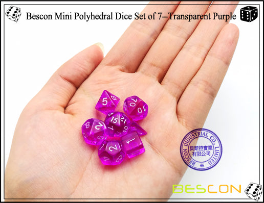 Bescon 7pc Mini Polyhedral Dice Set Translucent Purple Home page Other   