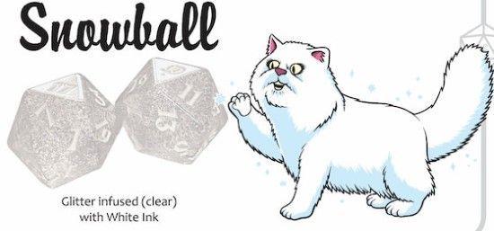 Kitty Clacks 7ct Polyhedral Dice Set Snowball Dice Common Ground Games