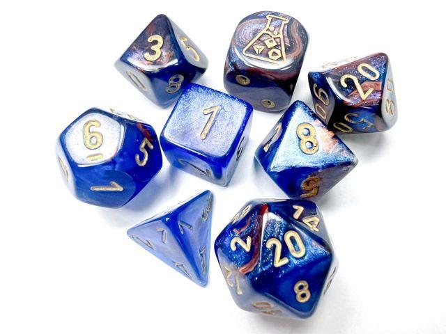30055 CHX Lab Dice Poly Lustrous Azurite/Gold Dice Chessex