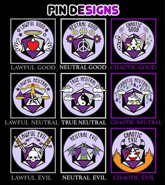 Lawful Neutral Alignment Asexual Pride Pin  Foam Brain Games   