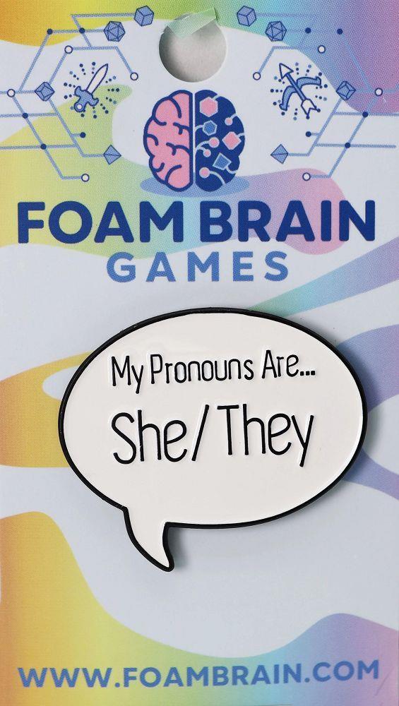 Speech Bubble Pronoun She/They Clothing & Accessories Foam Brain Games