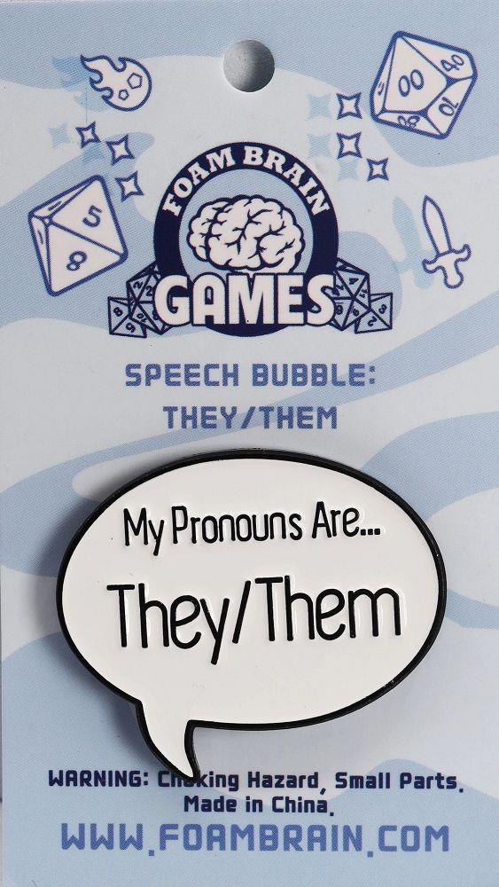 Speech Bubble Pronoun They/Them Clothing & Accessories Foam Brain Games