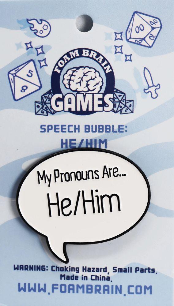 Speech Bubble Pronoun He/Him Clothing & Accessories Foam Brain Games