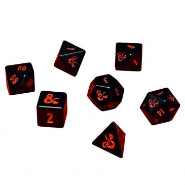 Ultra Pro Heavy Metal Black & Red 7ct Polyhedral RPG Dice Set for Dungeons & Dragons (86854) Dice Ultra Pro   