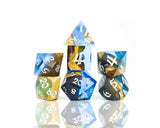 7-Set Sapphire Grove Blue Resin with Nanmu-Style Phoebe Zhennan Wood Dice Sirius Dice   