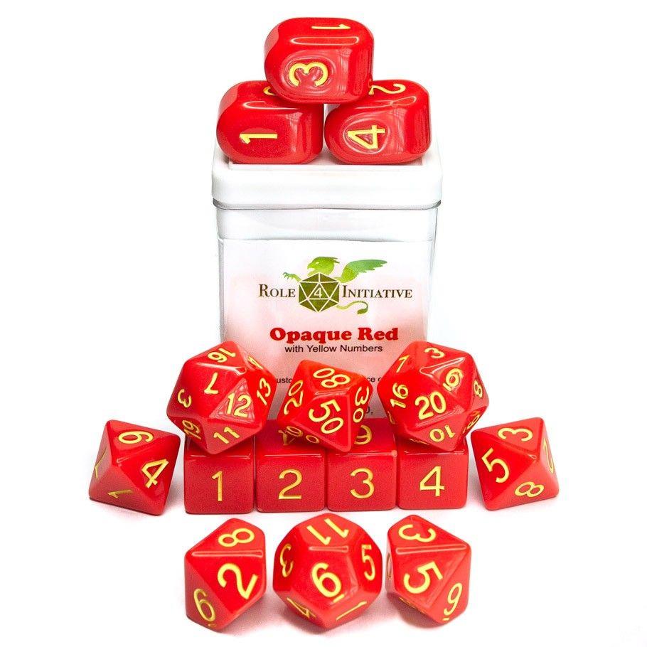 15-Set Opaque Red Dice Role 4 Initiative