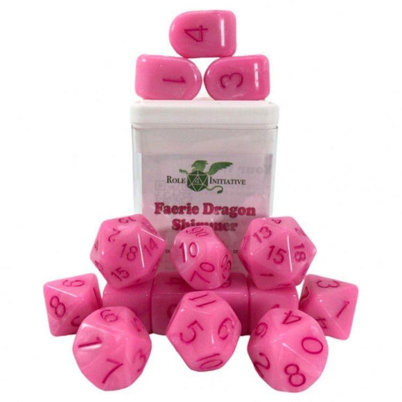 R4I 15ct Polyhedral Dice Set Faerie Dragon Shimmer Dice Role 4 Initiative
