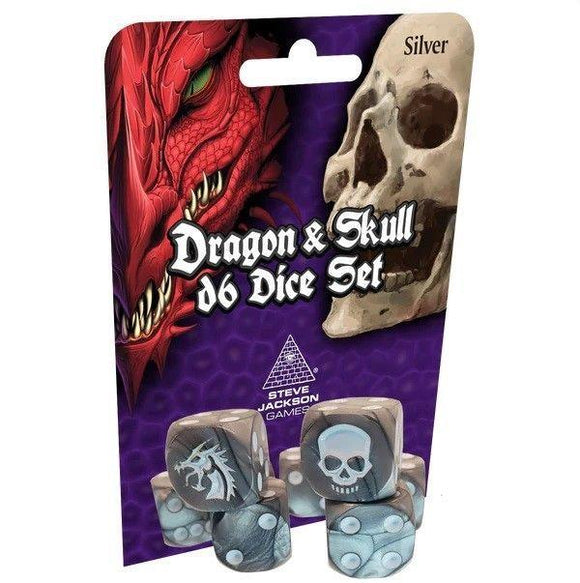 Dragon & Skull Silver D6 Set  Steve Jackson Games   