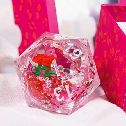 54mm Snow Globe Valentine D20 Dice Sirius Dice   