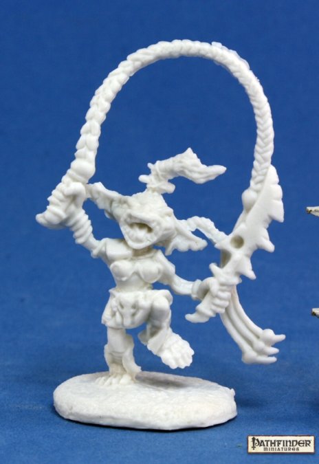 Reaper Miniatures Bones Pathfinder Goblin Warchanter (89004) Home page Reaper Miniatures   