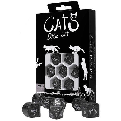 Q-Workshop 7ct Polyhedral Dice Set Cats Waffle Dice Q Workshop   