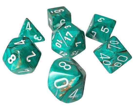 Mini Poly Marble Oxi-Copper/White Dice Chessex   