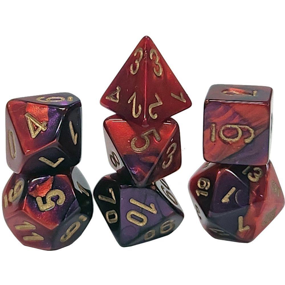 Chessex Gemini Mini-hedral Purple-Red/gold 7-Die Set Dice Chessex   