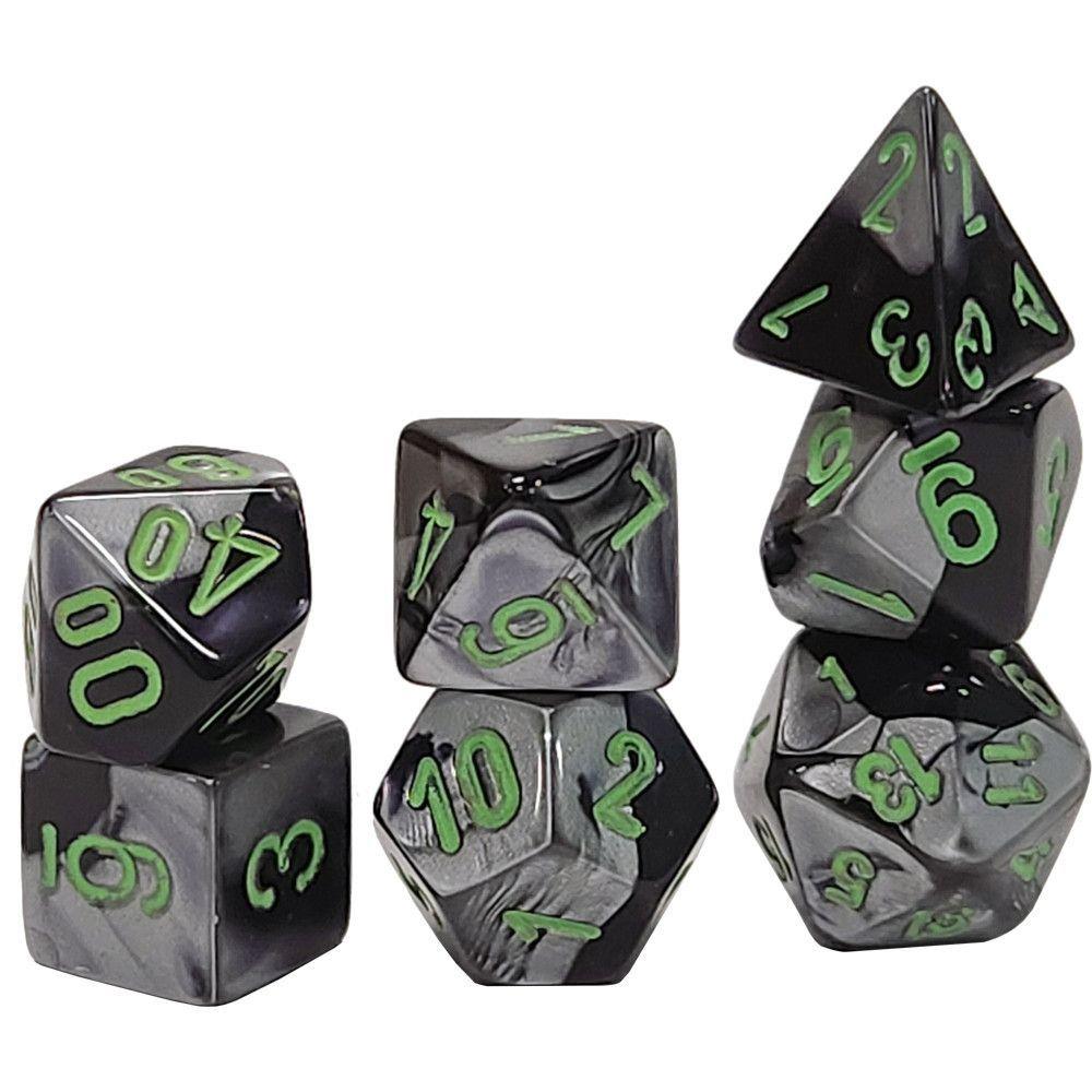 Mini Poly Gemini Blk-grey/green Dice Chessex   