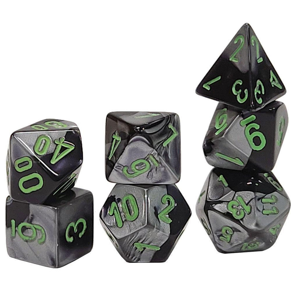 Mini Poly Gemini Blk-grey/green Dice Chessex   